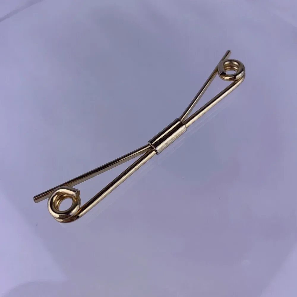 Retro Curly End Gold Tone Tie Collar Bar Formal Simple 2.5” Wide Vintage